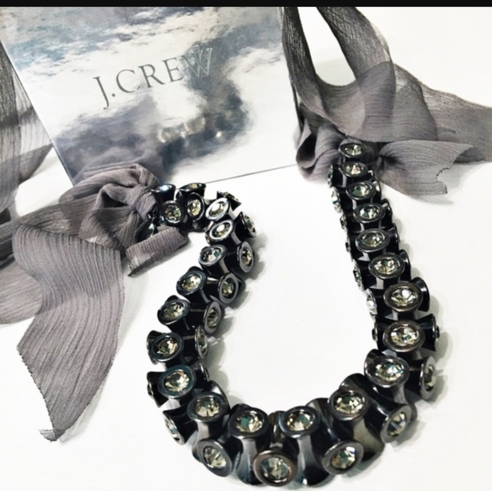 J Crew Gunmetal and crystal necklace and bracelet