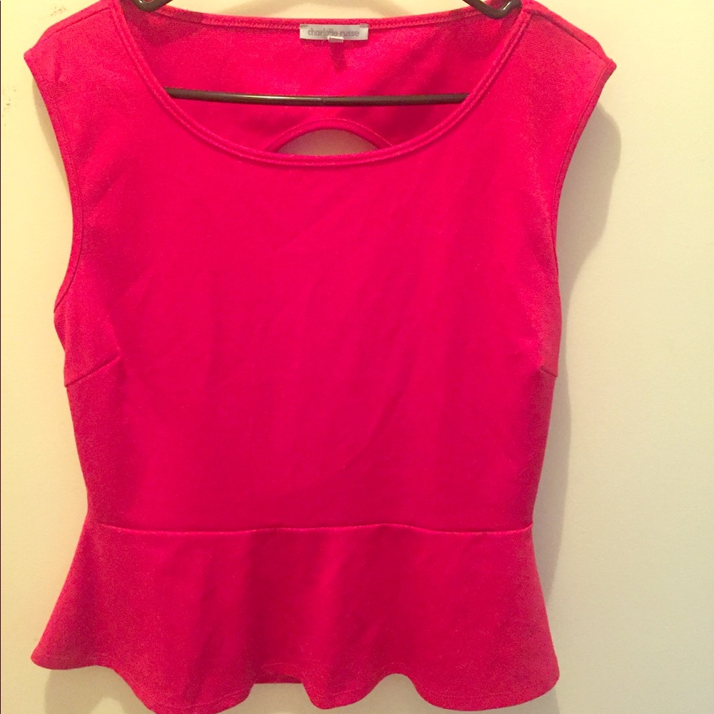 NEW LISTING!! Red Peplum Shirt with keyhole back!