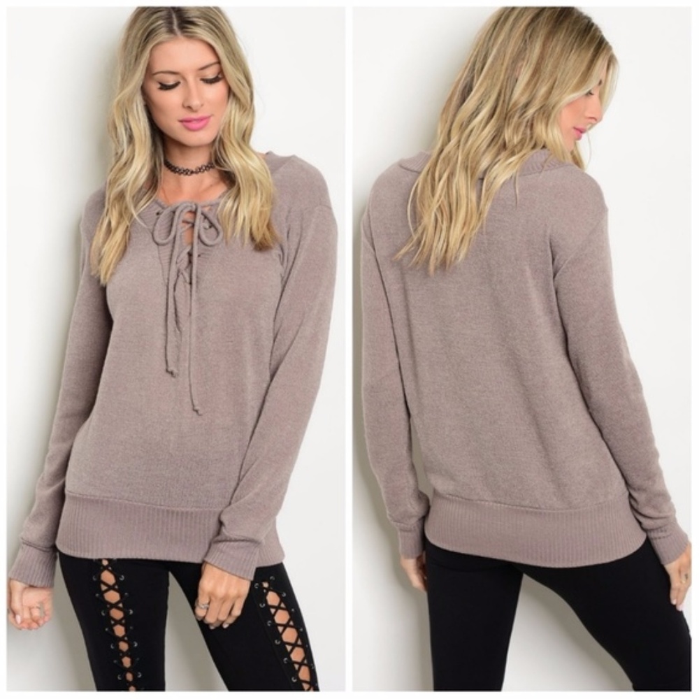 Lace-up Sweater