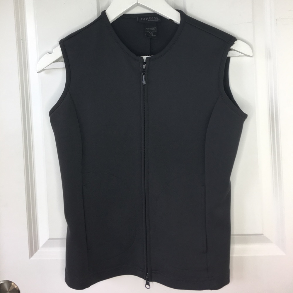 Express Gray Zip Front Vest | Pockets | Sleek Layering Piece | Size XS