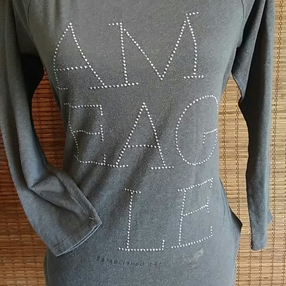 American Eagle Gray Long Sleeve Top - Picture 2 of 5