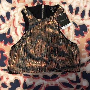 Topshop sequin crop top