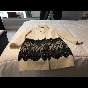 Ann Taylor Lace Overlay Wool Coat