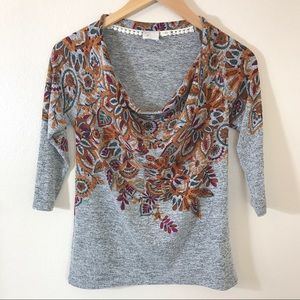 Postmark Anthropologie Floral Prnt Cowl Neck Shirt