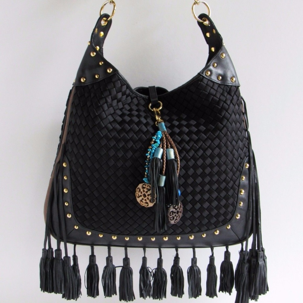 Beverly Feldman New S-W Design Basketweave Hobo