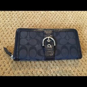 Coach navy large wallet - gently used