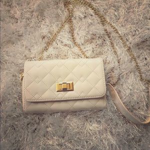 Ivory & Gold Chain Strap Purse
