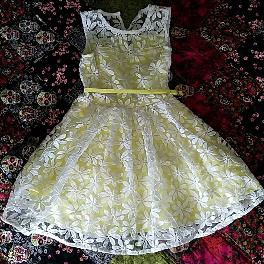 Yellow and white floral dress