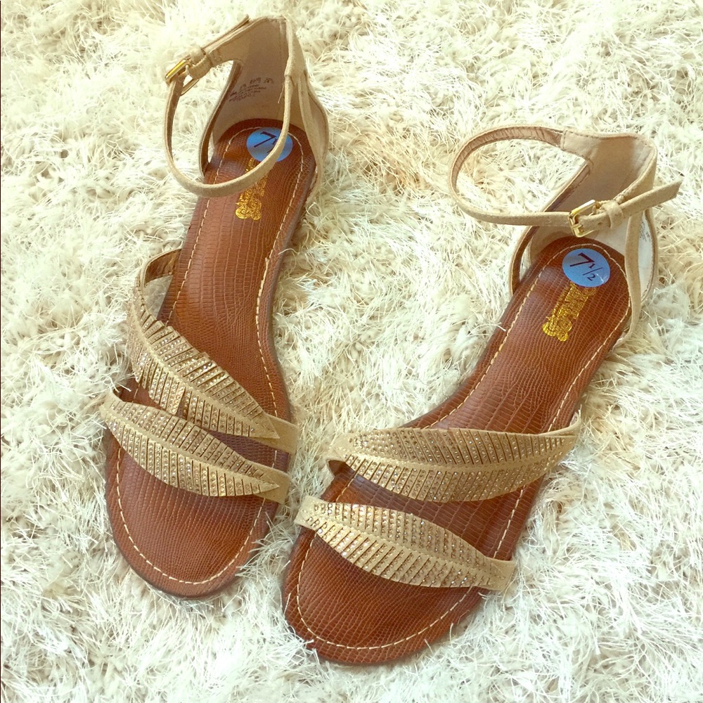 Gold Sparkly Flat Sandals
