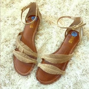 Gold Sparkly Flat Sandals