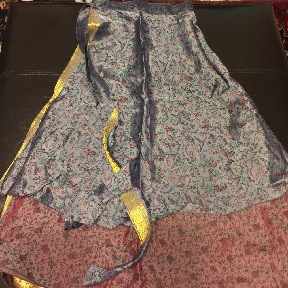 Silk iridescent wrap skirt Sz M
