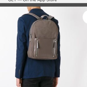 Grey leather & suede backpack