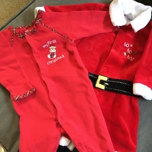 Little Me first Christmas & Santa suit footies!