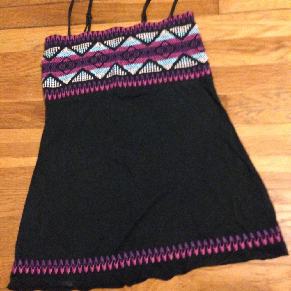 UO black embroidered spaghetti strap tank