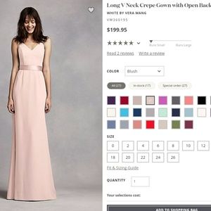 Vera Wang Long V, Open Back Dress Size 8