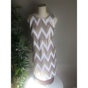 Vince Camuto Dress - White & Gold Sequin - Size 4