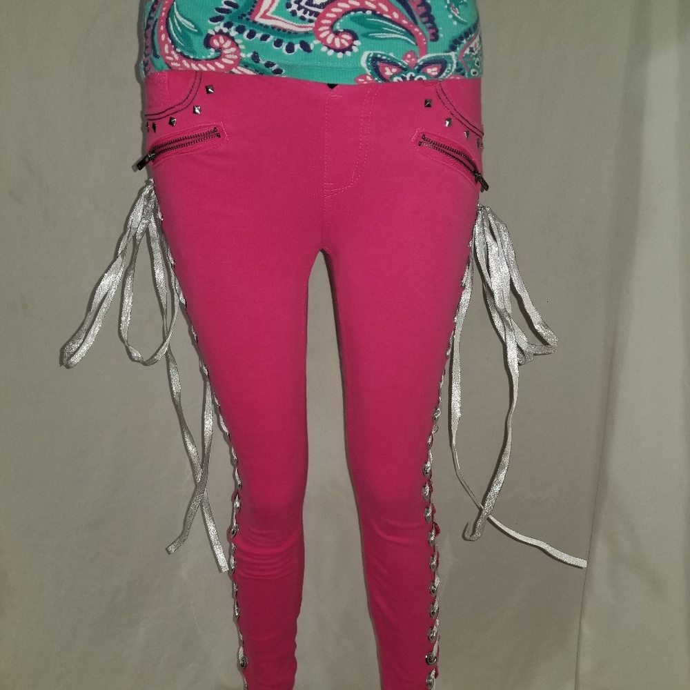 Revamped Petite Pink Studded Skinny Jeans - 0/28"