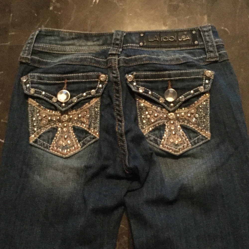 L. A. Idol detailed back pocket boot cut jeans