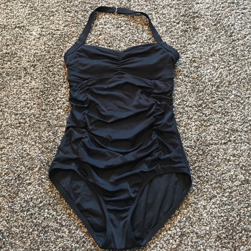 Black halter swimsuit