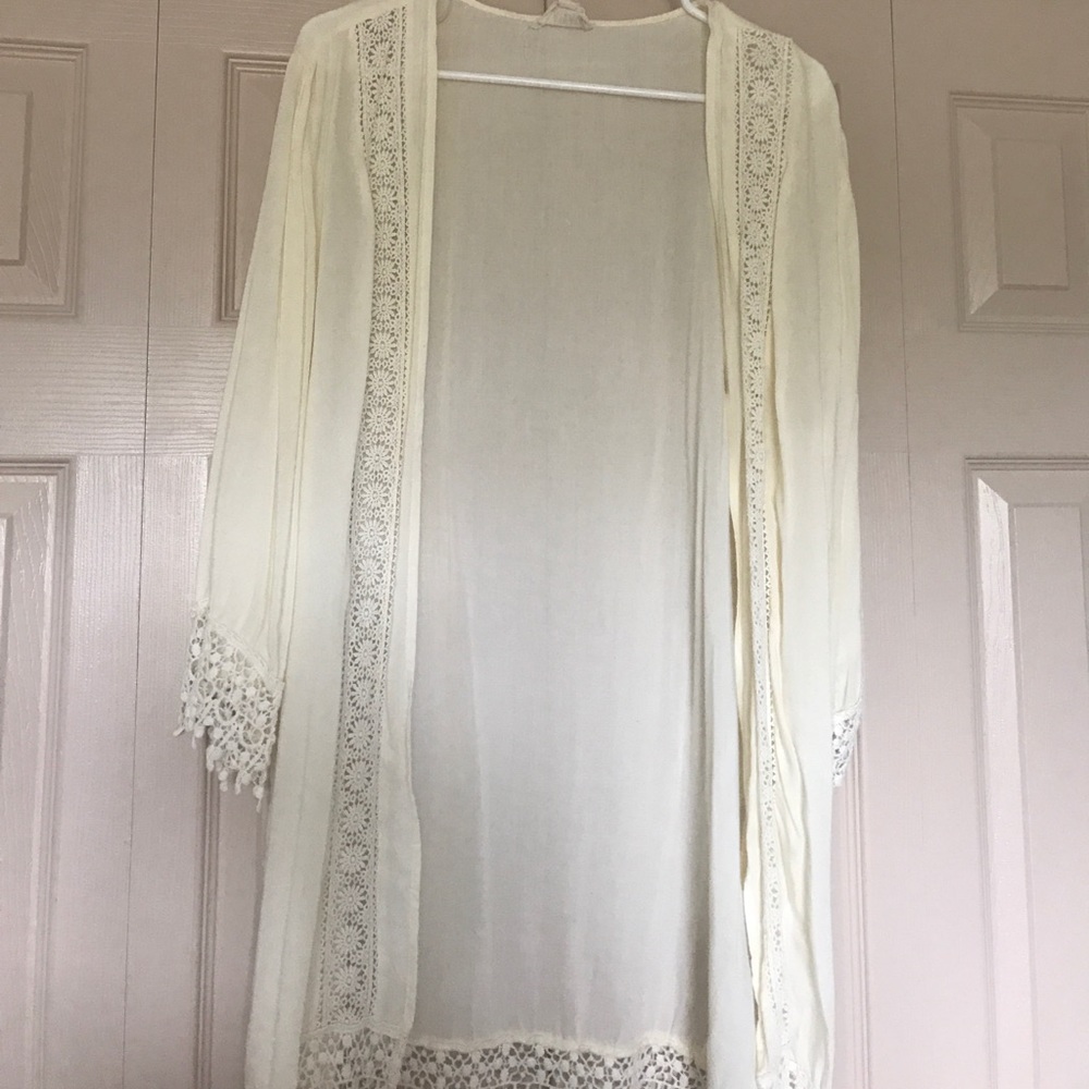 Cream, open front kimono
