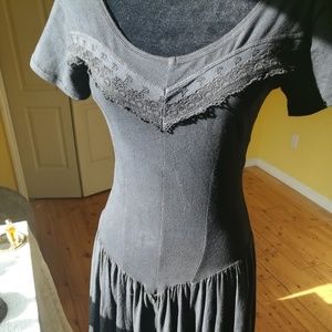 Vintage Lace Detailed Black Dress