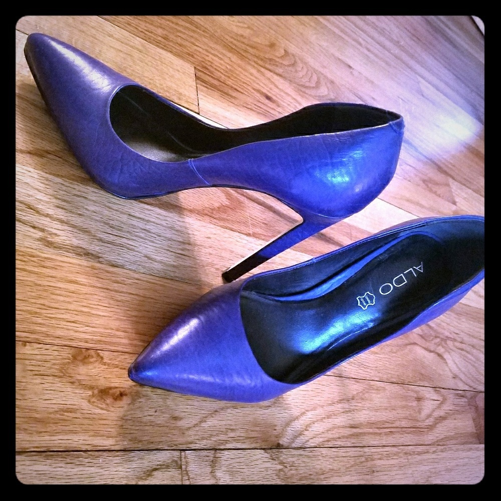 Aldo Purple Textured Leather Pumps