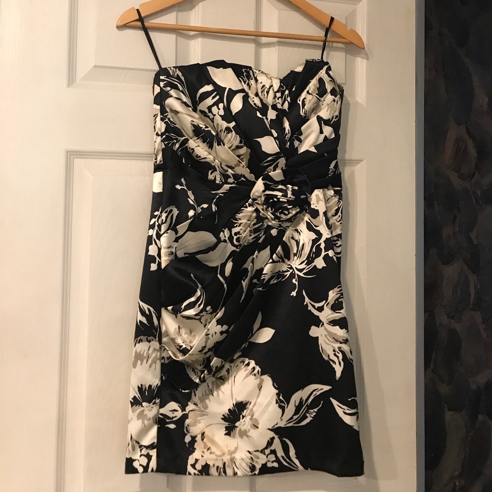 Blue and white floral mini dress