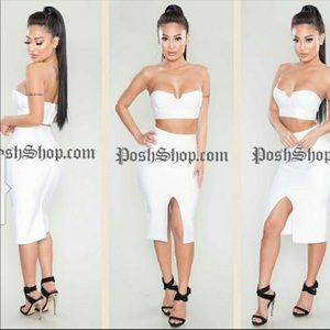 White bandage two piece skirt