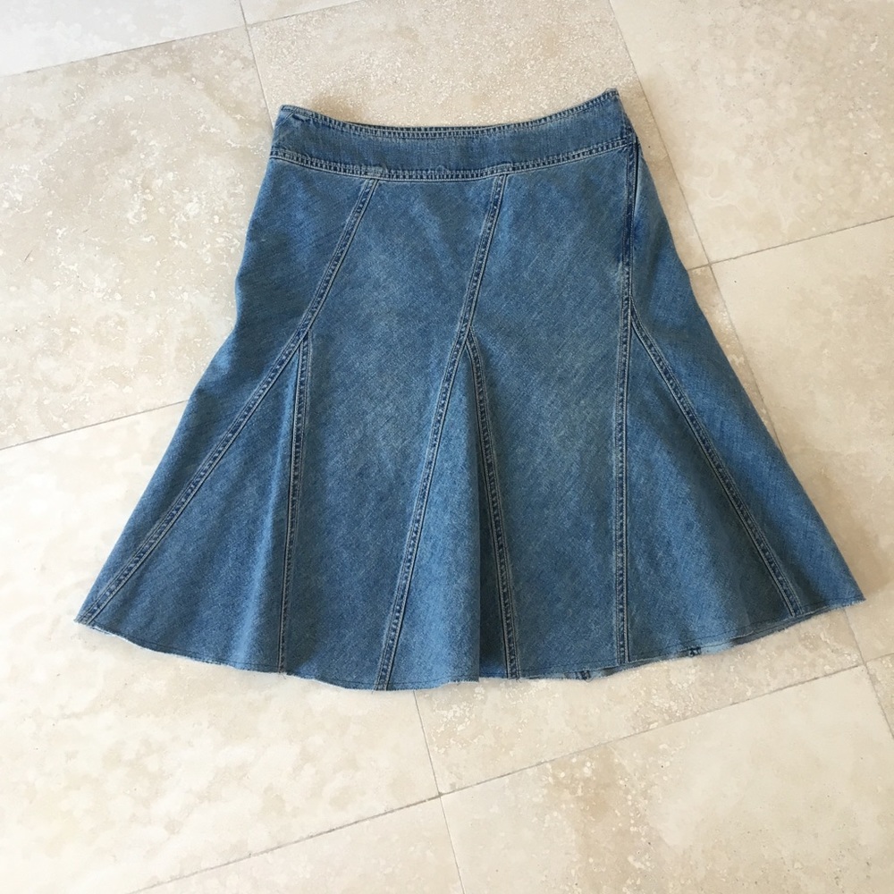 William B Flippy Medium Wash Denim Skirt. 2