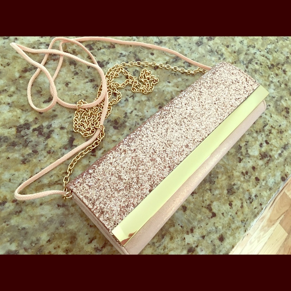 Rose gold sparkle clutch