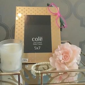 Polka dot Gold and White Picture Frame
