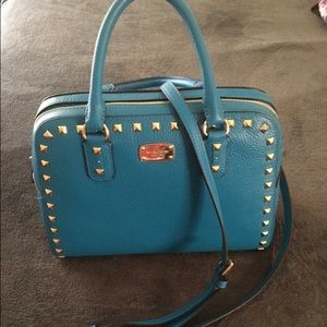 Michael Kors peacock blue studded handbag