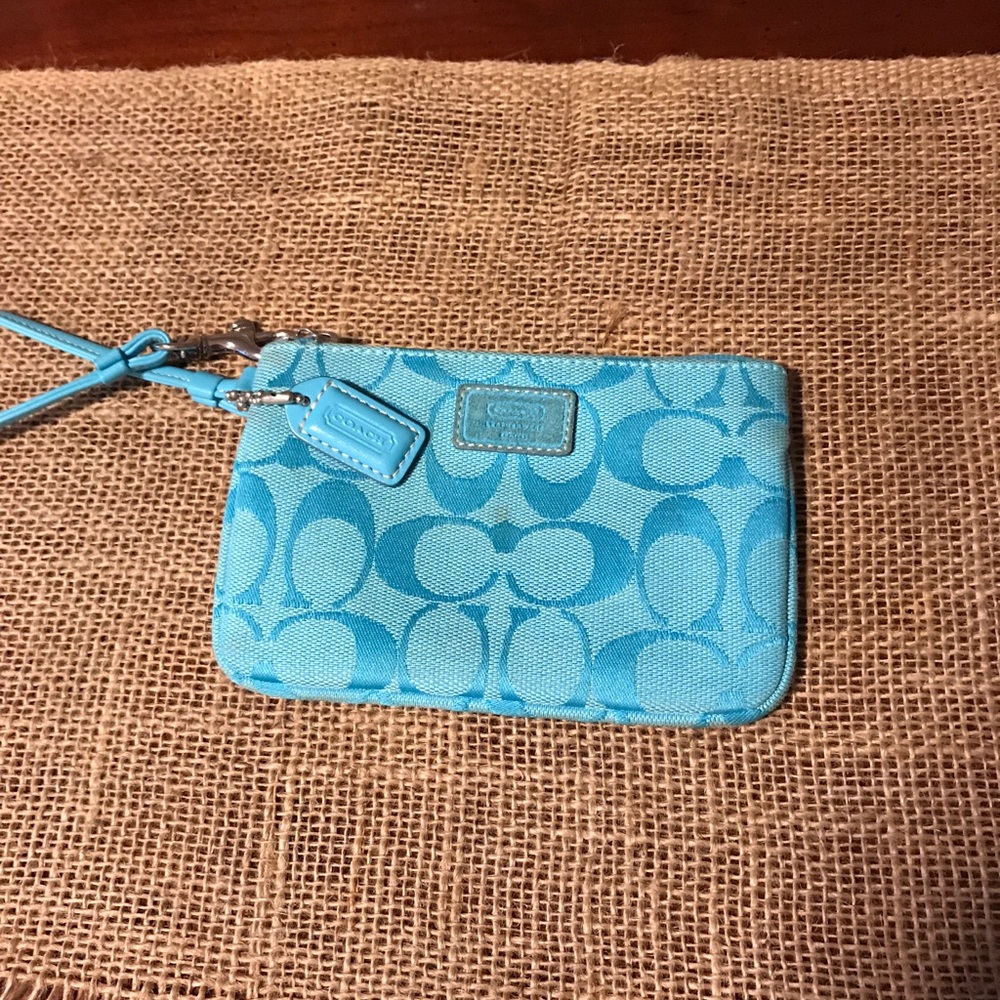 Turquoise Coach wristlet