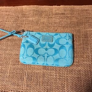 Turquoise Coach wristlet