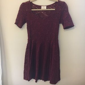 Dark red lace dress