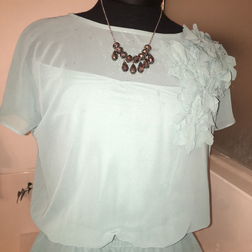 Mint sheer blouse