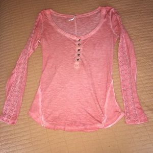 Free People pink Henley