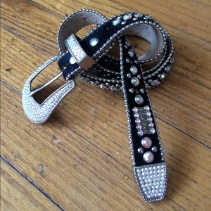 B.B. Simon XL Belt Black with Swarovski crystals