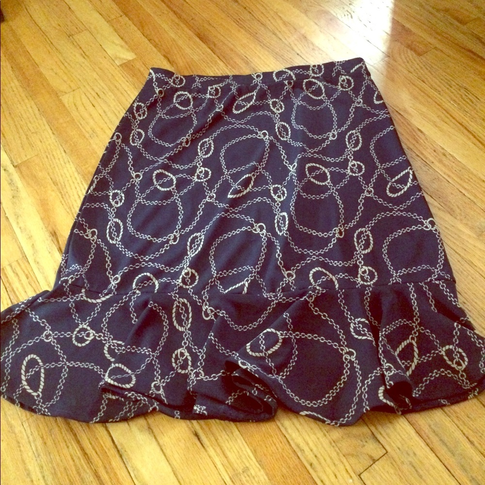 Navy Blue Flip Stretchy Skirt