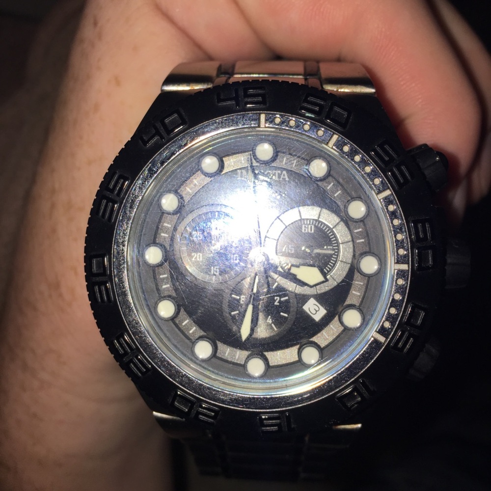 Invictia black subaqua chronograph watch