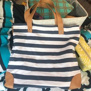 Super cute navy and white stripe bag