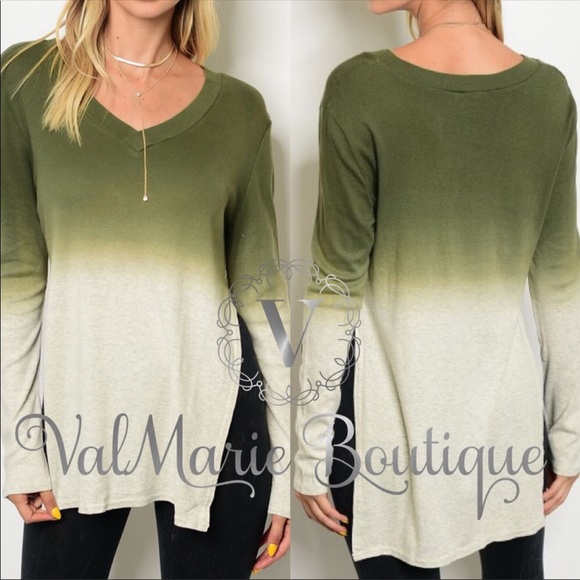 ValMarie Sweaters - Ombré Fine Knit Sweater in Olive
