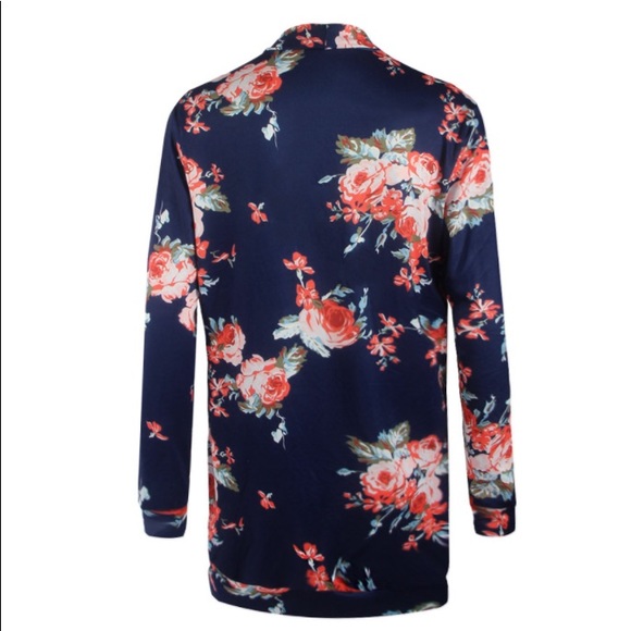 💕 Floral Kimono Cardigan Navy - Picture 2 of 7