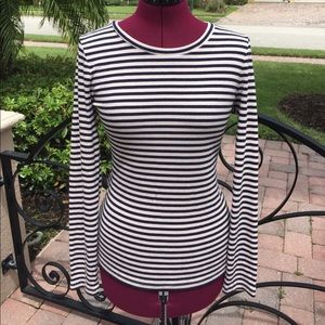 ❄️ J. CREW Factory Navy & Oatmeal Striped Top - M