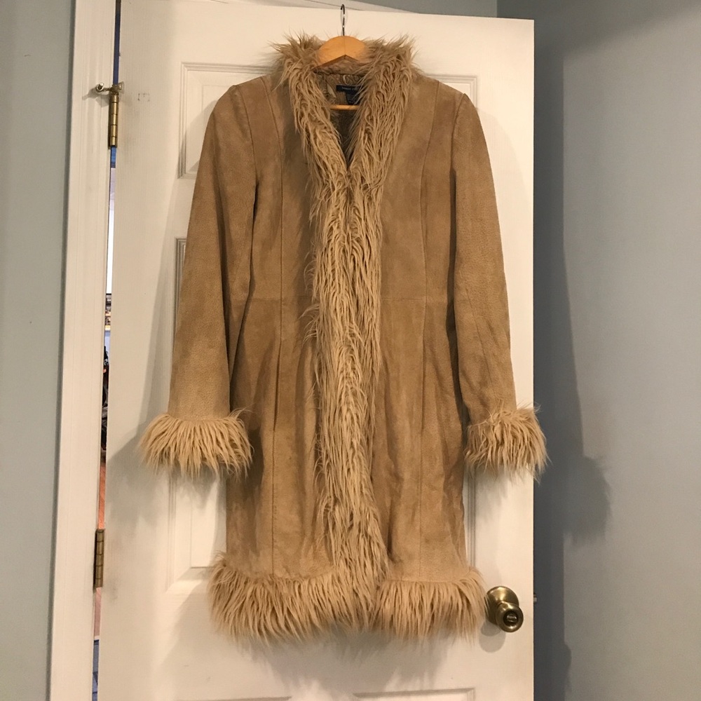 Long Leather fur lined jacket