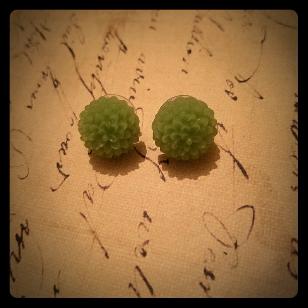 Green Flower Earrings