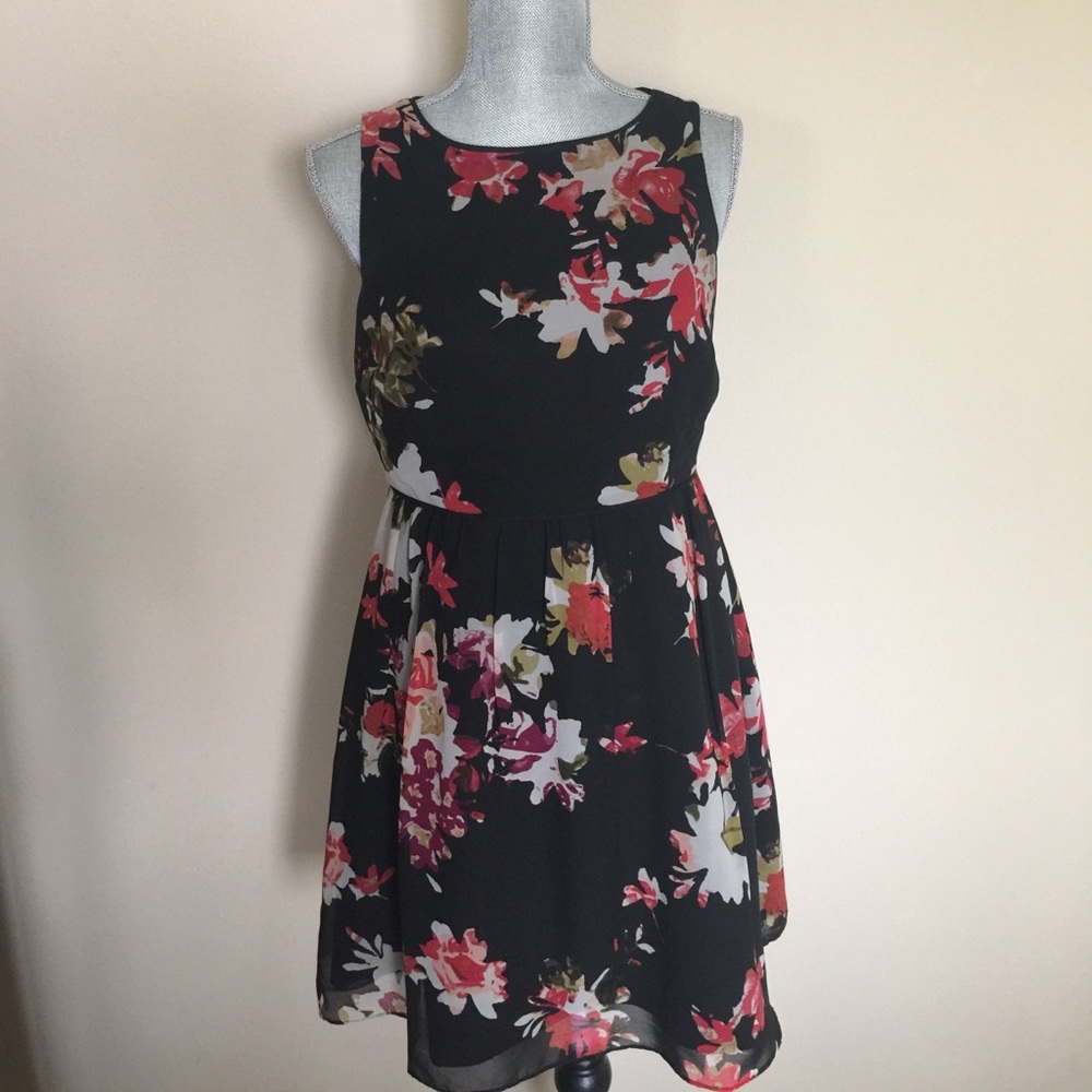 Loft black floral dress