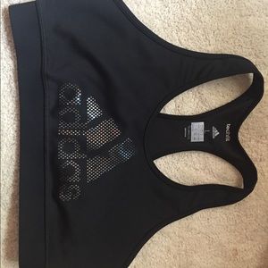 ADIDAS *NEW* Never Worn Black & Chrome Sports bra