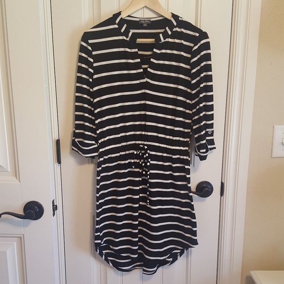 Lily Rose Dresses & Skirts - MOVING SALE B&W Striped Shirt Dress