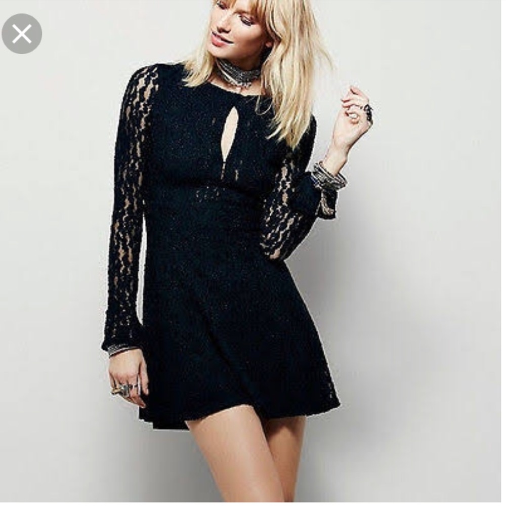 NWT FREE PEOPLE Black Teen Witch Lace Dress